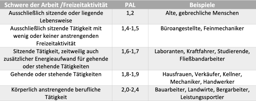 PAL Leistungsumsatz berechnen