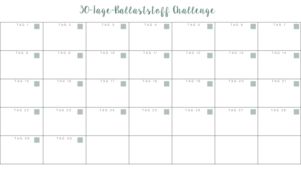 30-Tage-Ballaststoff Challenge Kalender