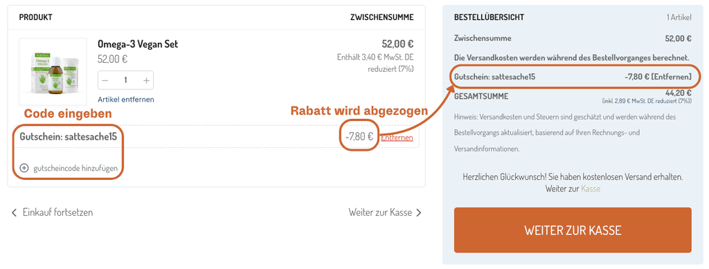 NORSAN Rabattcode einlösen